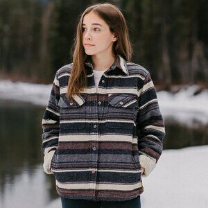 DAKOTA GRIZZLY |  Brown & Cream Striped Wool Blend Jacket